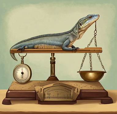 a real blue tongued lizard in old fashioned measuring scales.jpg