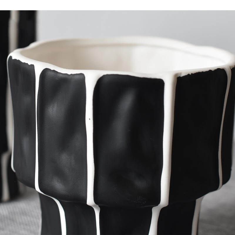 Thumbnail: Handmade Monochrome Stripe Ceramic Vase