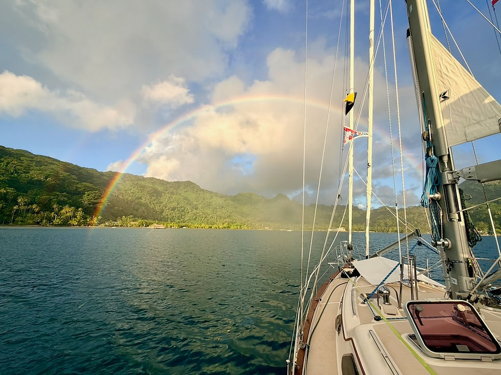 Enjoying a day at the end of the rainbow in Taha'a