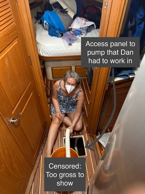 Manually pumping out the holding tank
