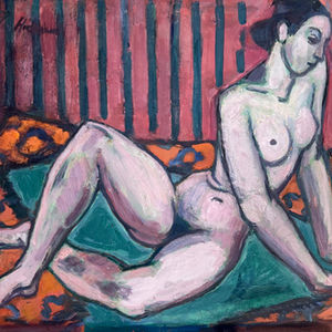  Ilse Hausner’s "The Muse"—a reclining nude woman on a patterned divan, bathed in soft light.