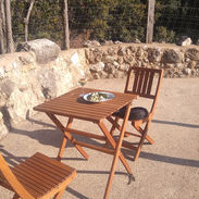 chairs and table in courtyard