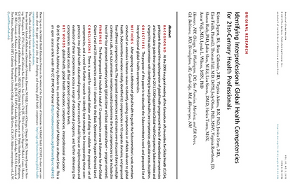 Identifying Interprofessional Global Health Competencies for 21st-Century Health Professionals