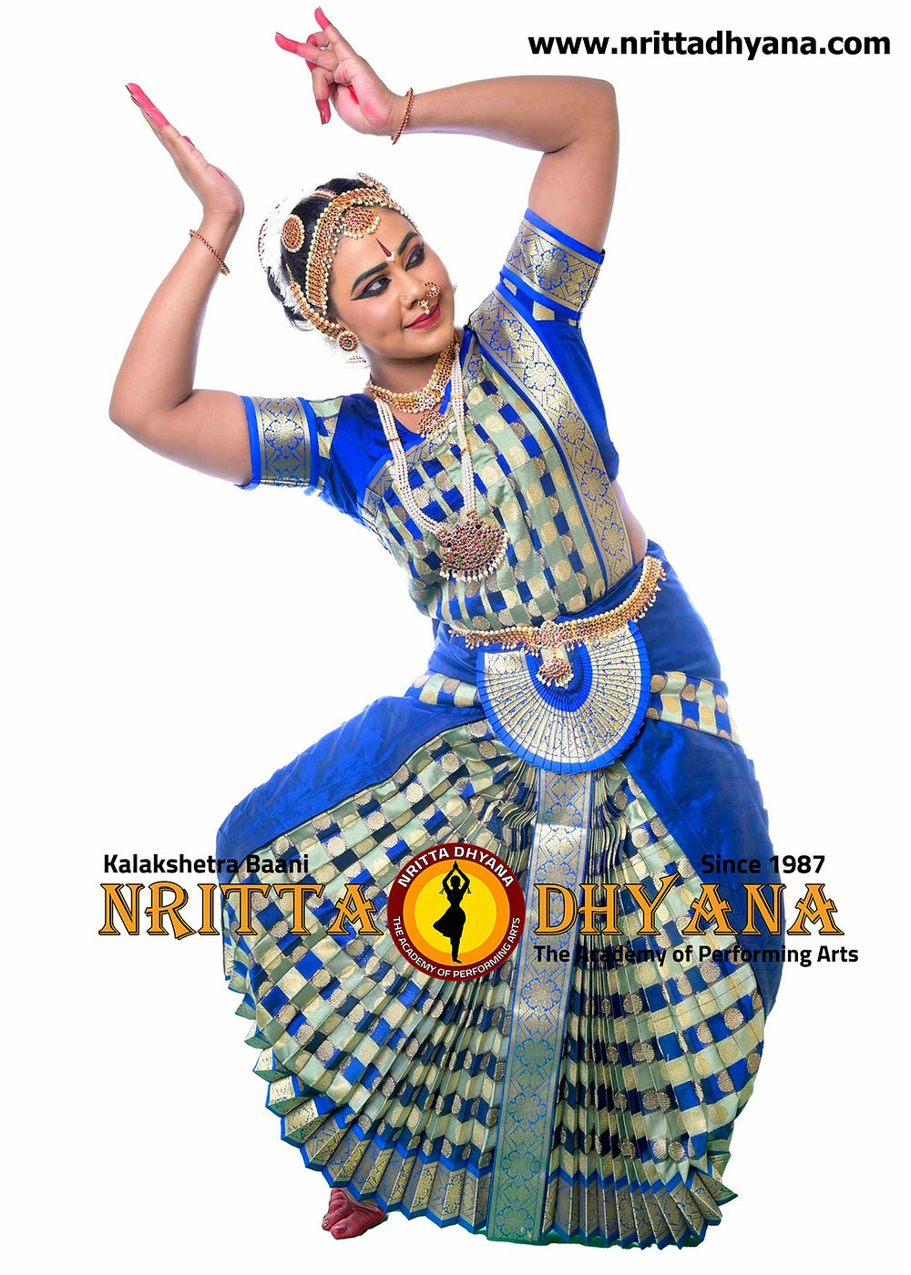 Bharatanatyam Costume: Royal Blue and Light Green | Nritta Dhyana Bharatanatyam Costume: Royal Blue and Light Green | Nritta Dhyana