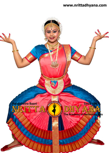bharatanatyam dress blue and pink Bharatnatyam Dress | Pink with Blue | Silk cotton with Kanchipuram Border