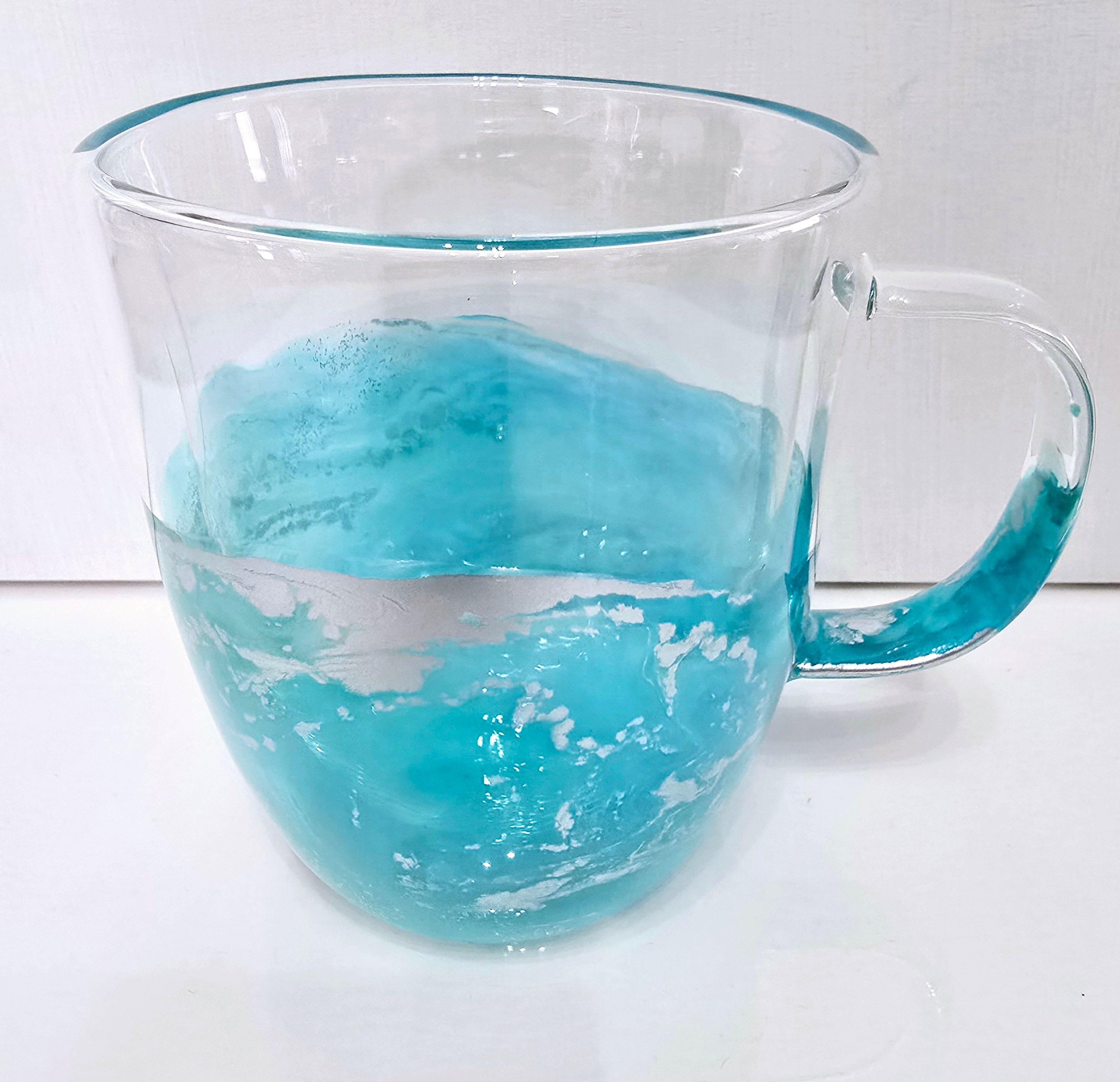 Light Turquoise & Silver Glass Mug