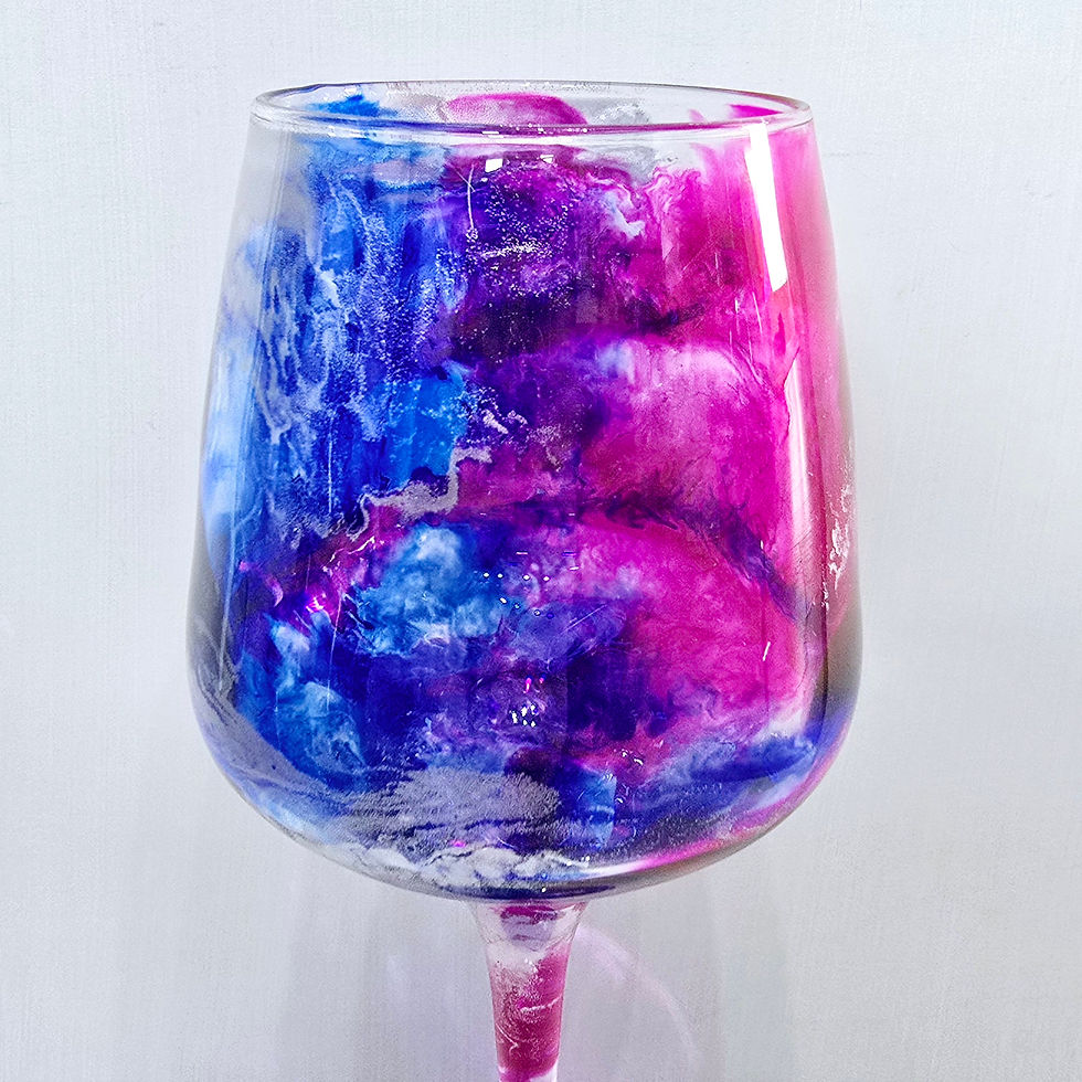 Thumbnail: Pink, Blue & Silver Wine Glass
