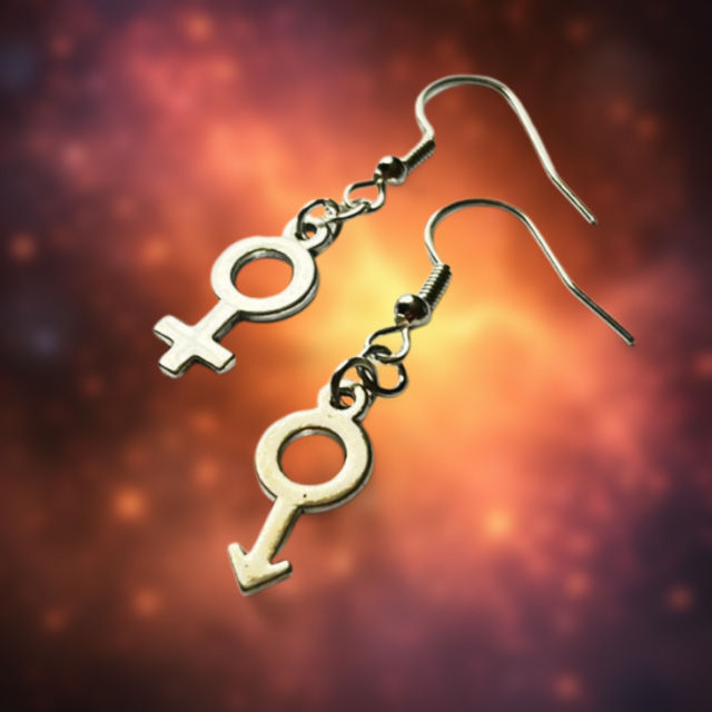 Silver Plate Mars and Venus Earrings