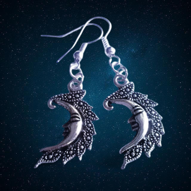 Silver Plate Moon Earrings