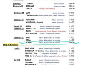 Offices religieux Octobre et Novembre 2021