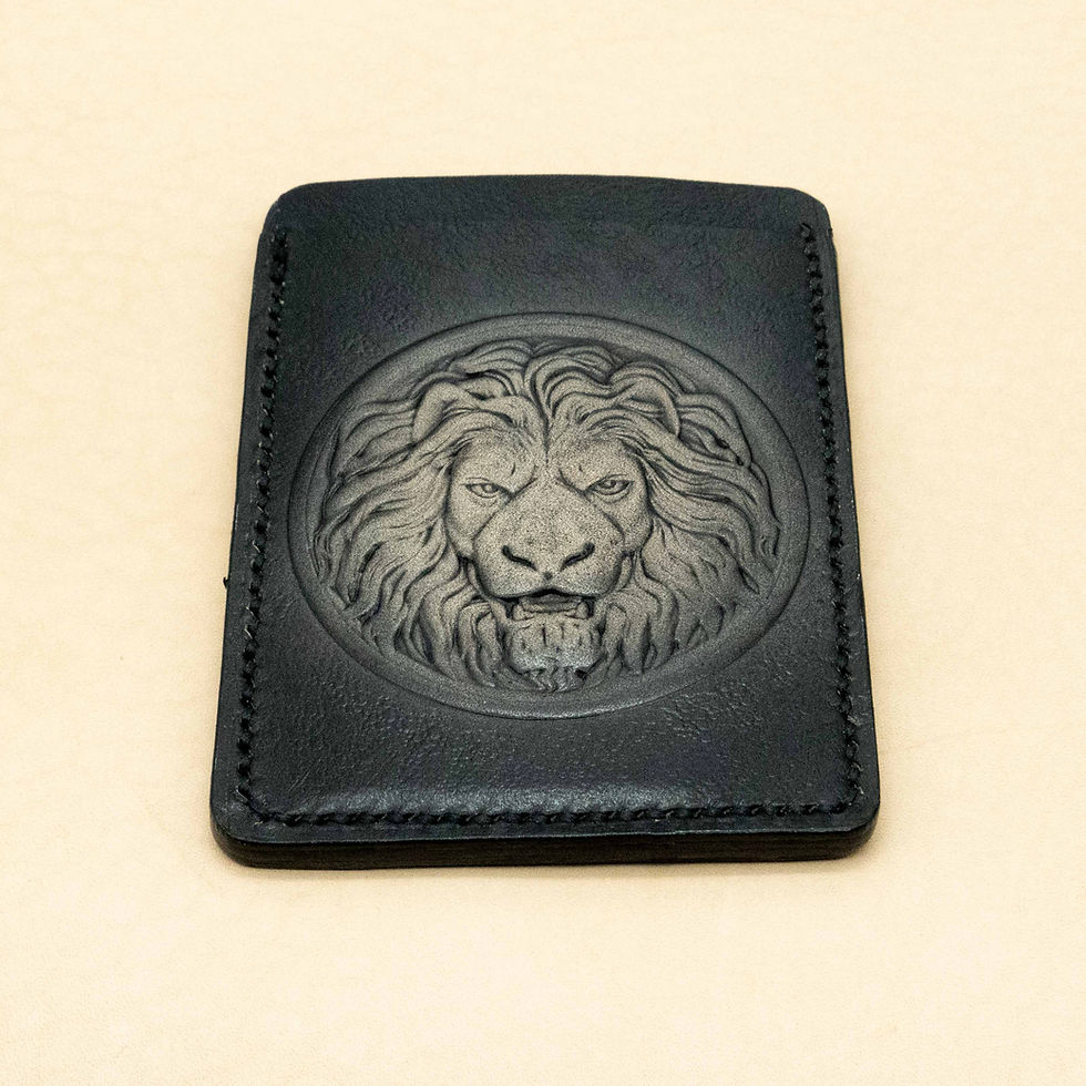 Thumbnail: Lion embossed leather card holder minimalist design