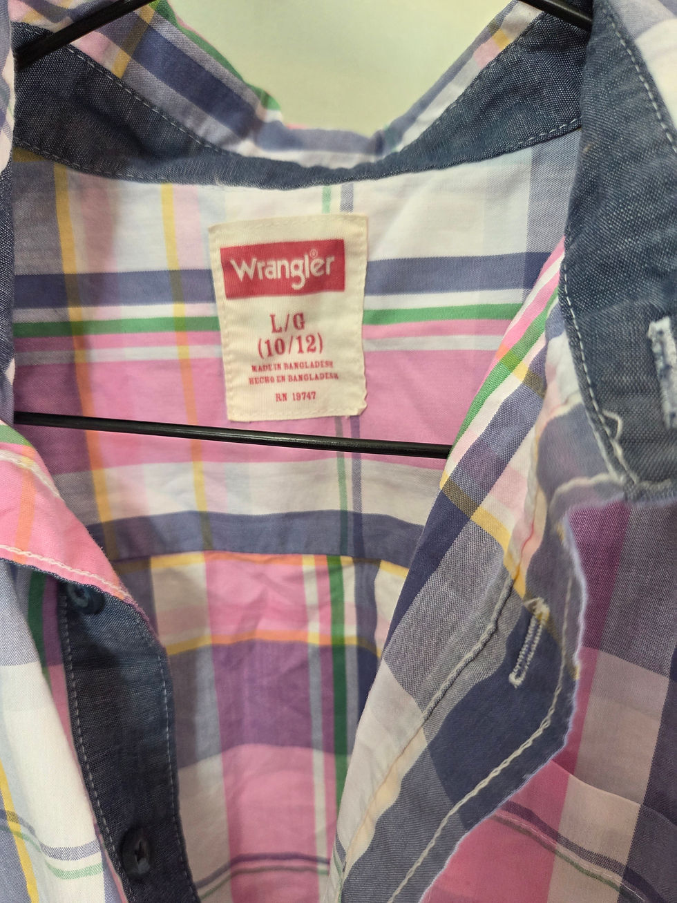 Wrangler Boys Multicolor Plaid Short Sleeve Shirt size L 10/12