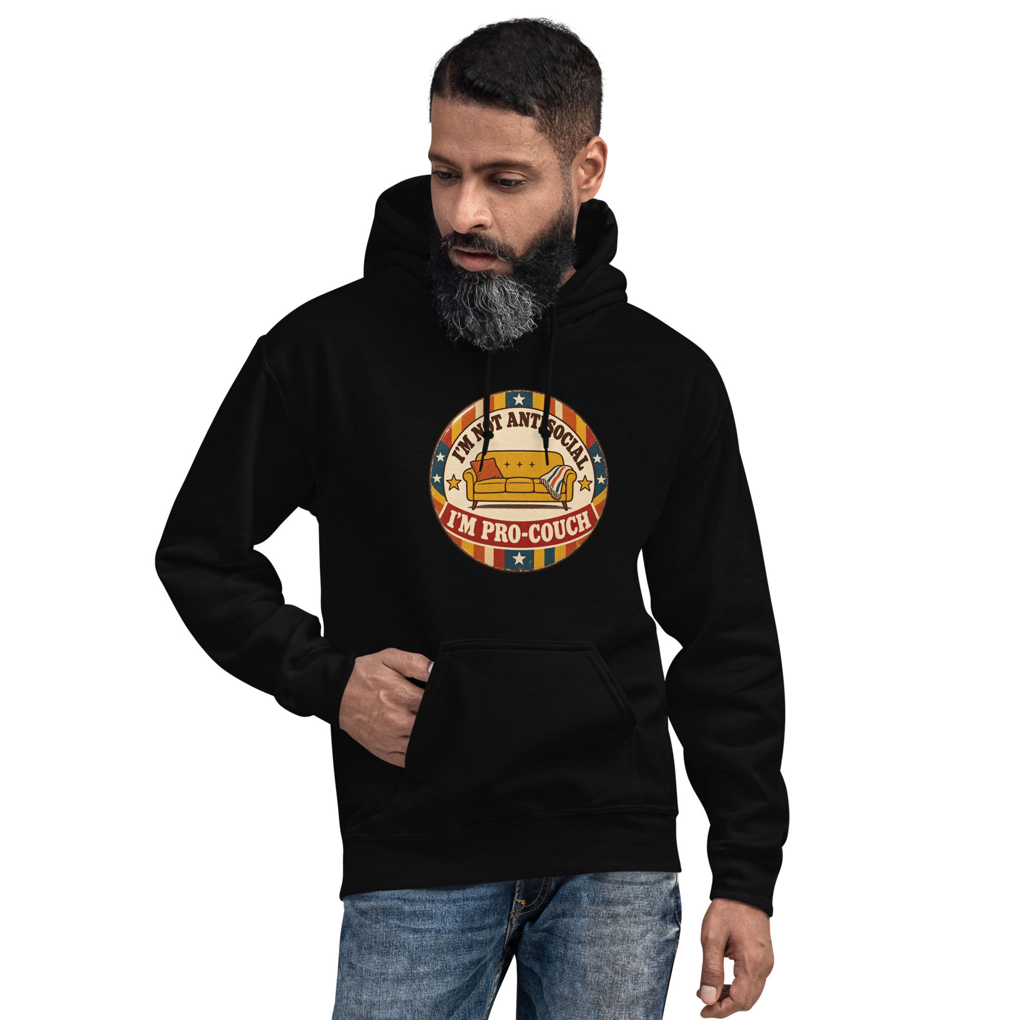 I’m Not Antisocial, I’m Pro-Couch Retro Graphic Hoodie