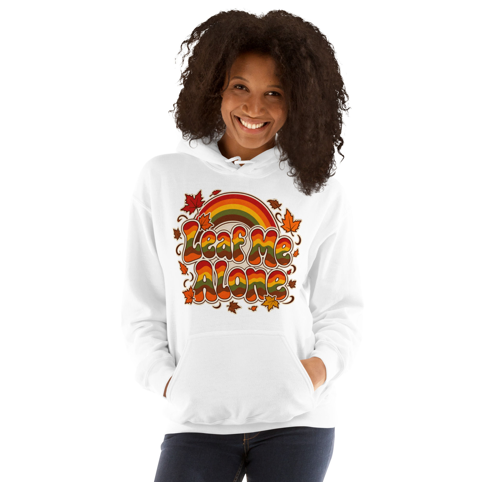 Leaf Me Alone Funny Retro Fall Hoodie