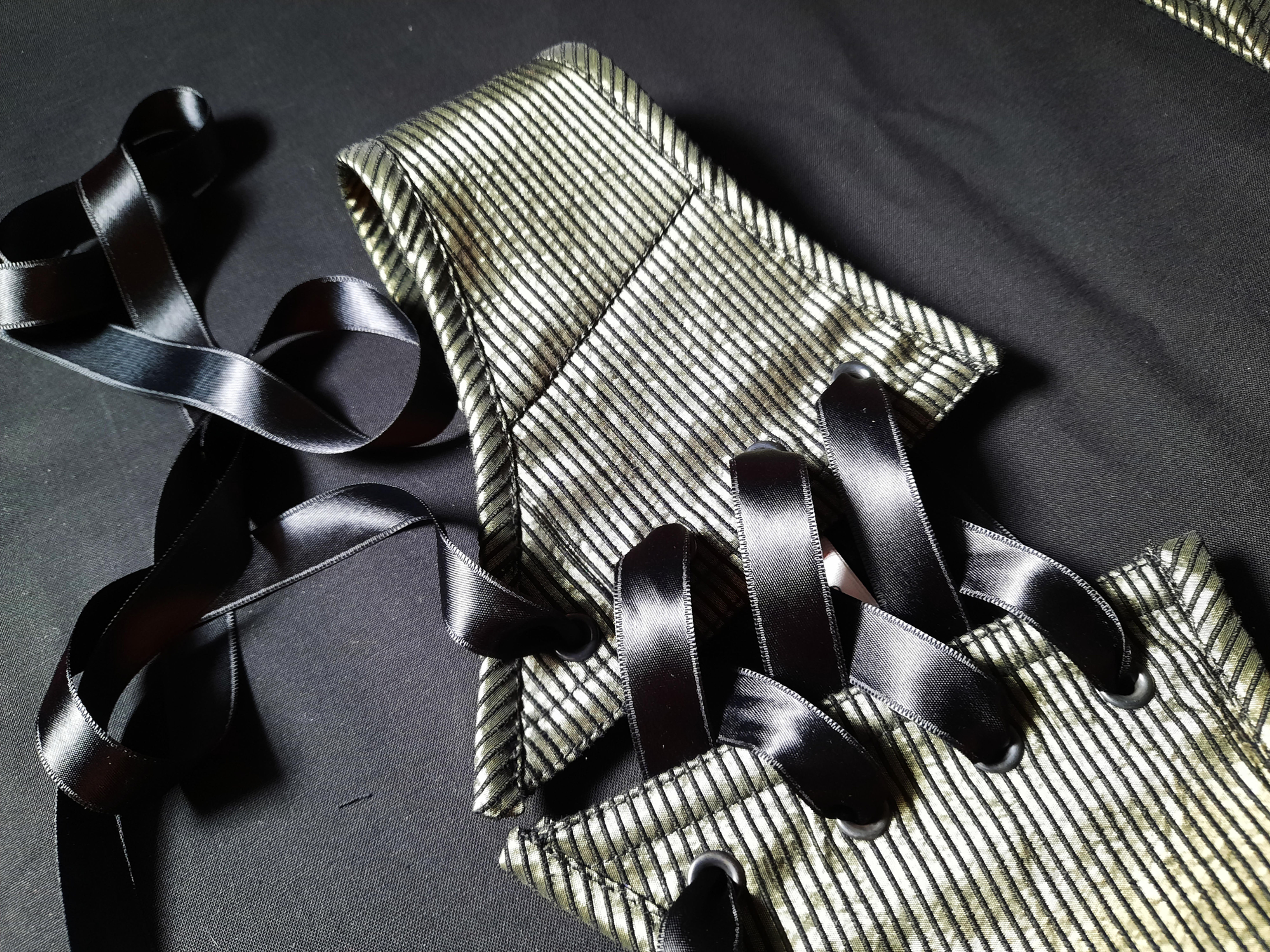 Finishing Belt Mini Striped Green Taffeta