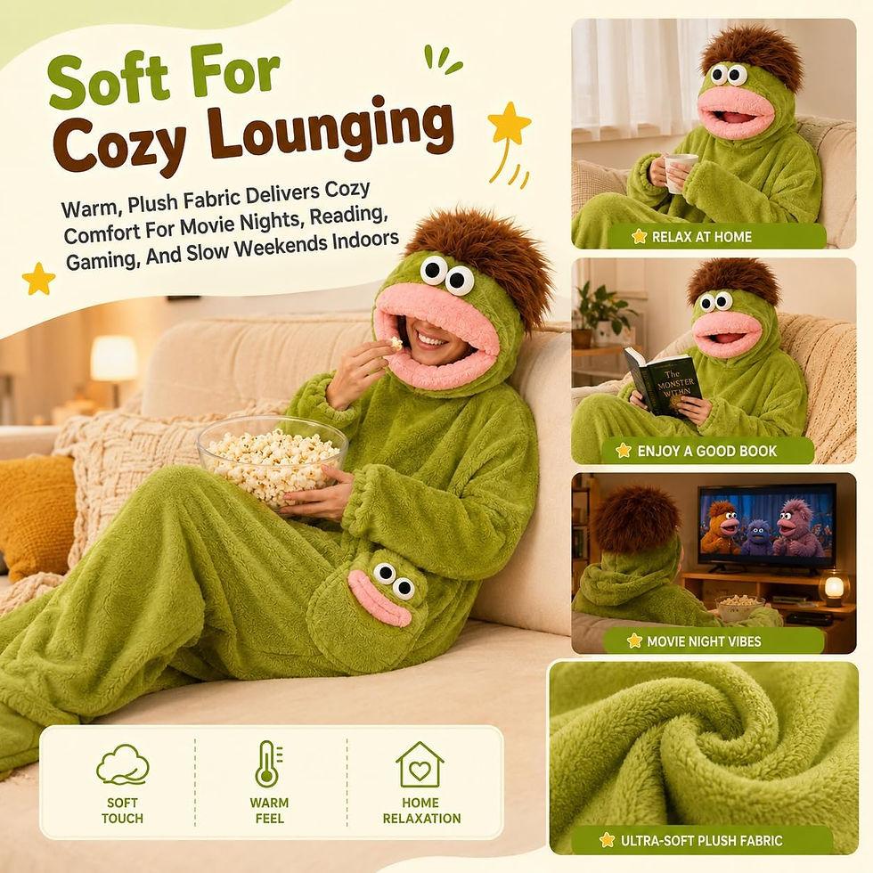 Thumbnail: Snuggle Monster Onesie Adult, Funny Big Mouth Monster Onesie Costume Pajamas, Co