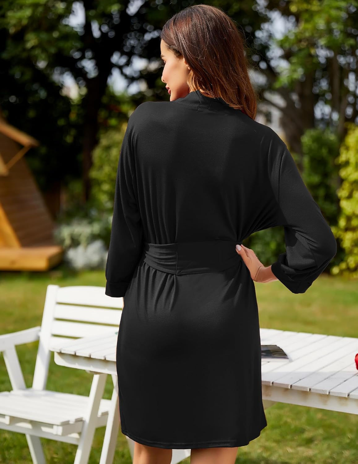HOTOUCH Womens Robe Lightweight Short Knit Bathrobe Soft Ladies Sleepwear with P