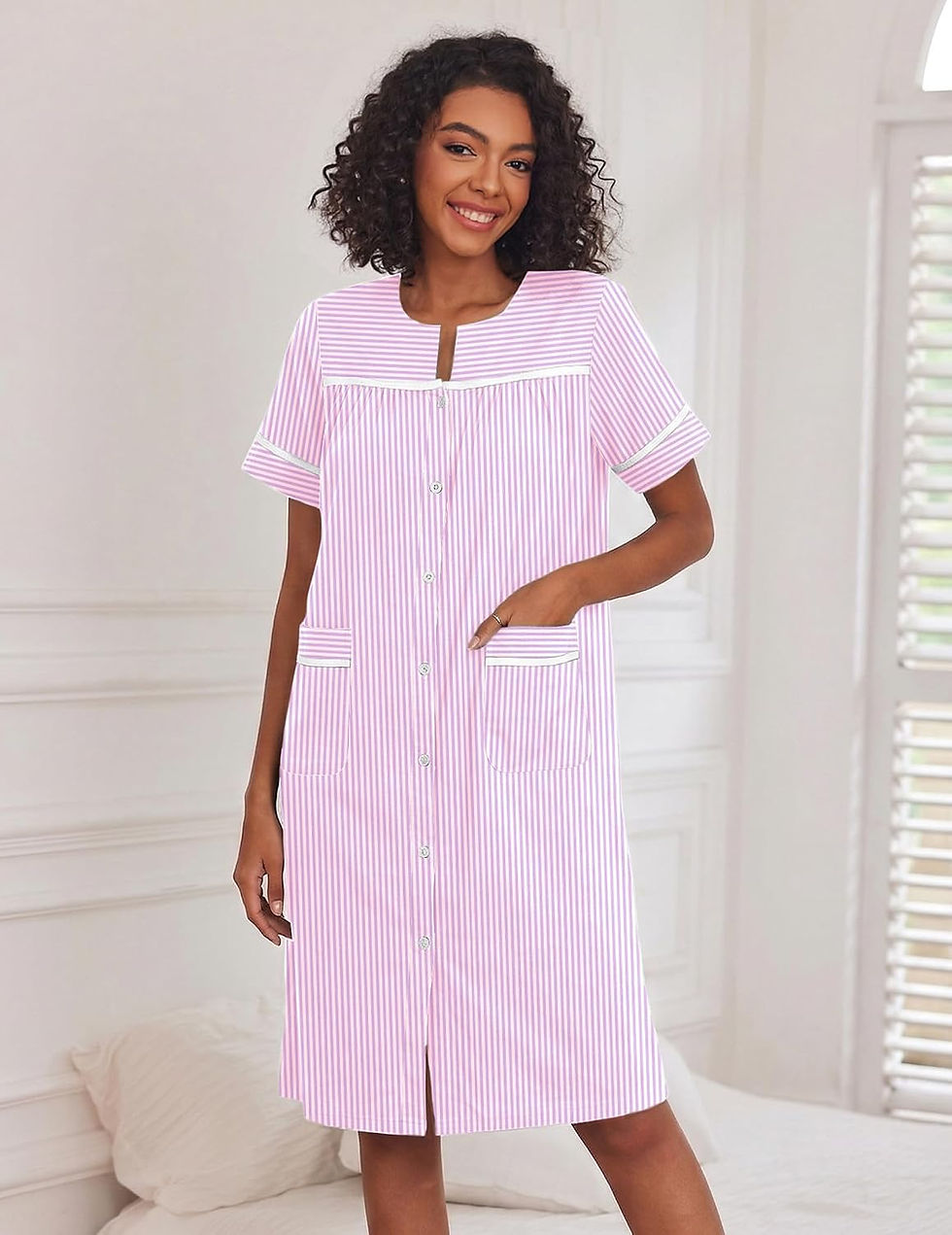 Thumbnail: Ekouaer Nightgowns for Women House Dress with Pockets Button Down House Coat Sho