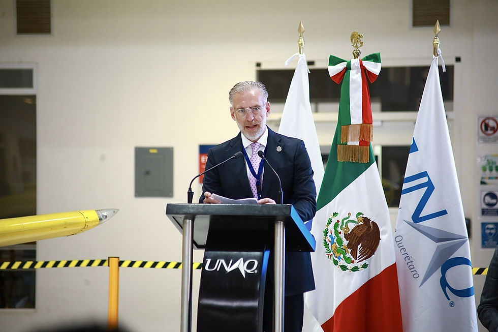 Marco Antonio Del Prete Tercero dirige la Sesión Ordinaria de Asociados de la Federación Mexicana de la Industria Aeroespacial (FEMIA), destacando los avances en el sector.