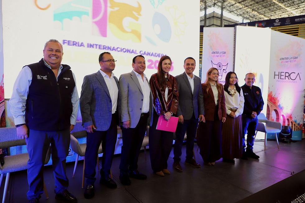 Autoridades estatales y representantes de la Unión Ganadera Regional presentan oficialmente la Feria Internacional Ganadera Querétaro 2026 en un evento especial.