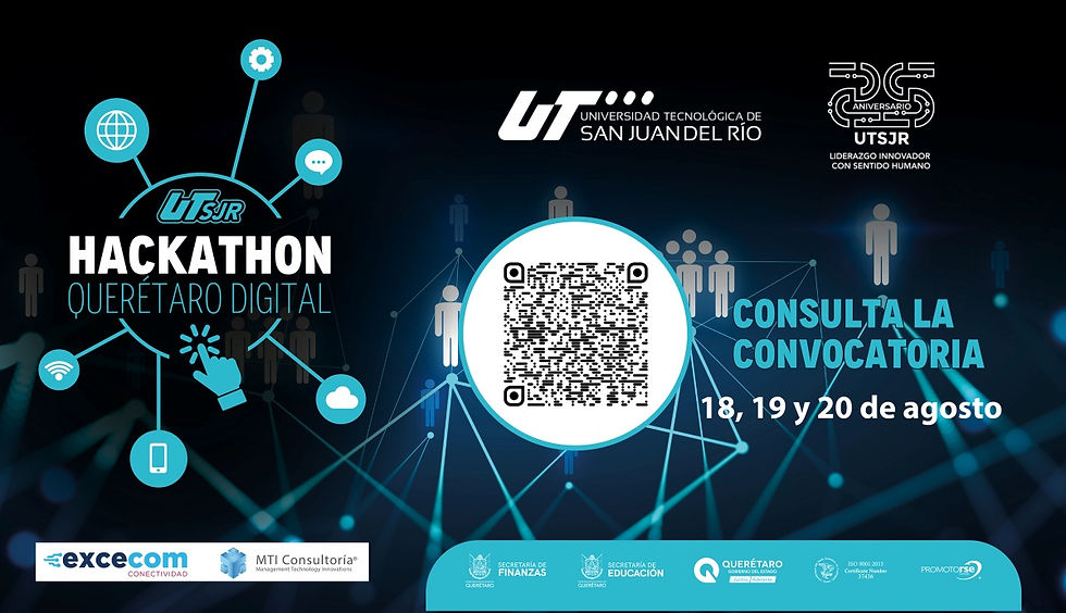 La Universidad Tecnológica de San Juan del Río (UTSJR) realizará los días 18, 19 y 20 de agosto el Hackathon UTSJR Querétaro Digital 2023, en el que los universitarios interesados en la tecnología y la innovación con enfoque inclusivo, crearán aplicaciones, sistemas o plataformas digitales, alineadas a la iniciativa de Gobierno Digital y que impulsen el desarrollo económico, social y sostenible de la entidad.