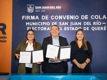 San Juan del Río y el IEEQ firman convenio de colaboración en materia de participación ciudadana.