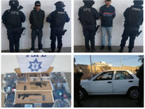 Capturaron a tres hombres portando armas, cartuchos útiles, equipo táctico, droga y un vehículo roba