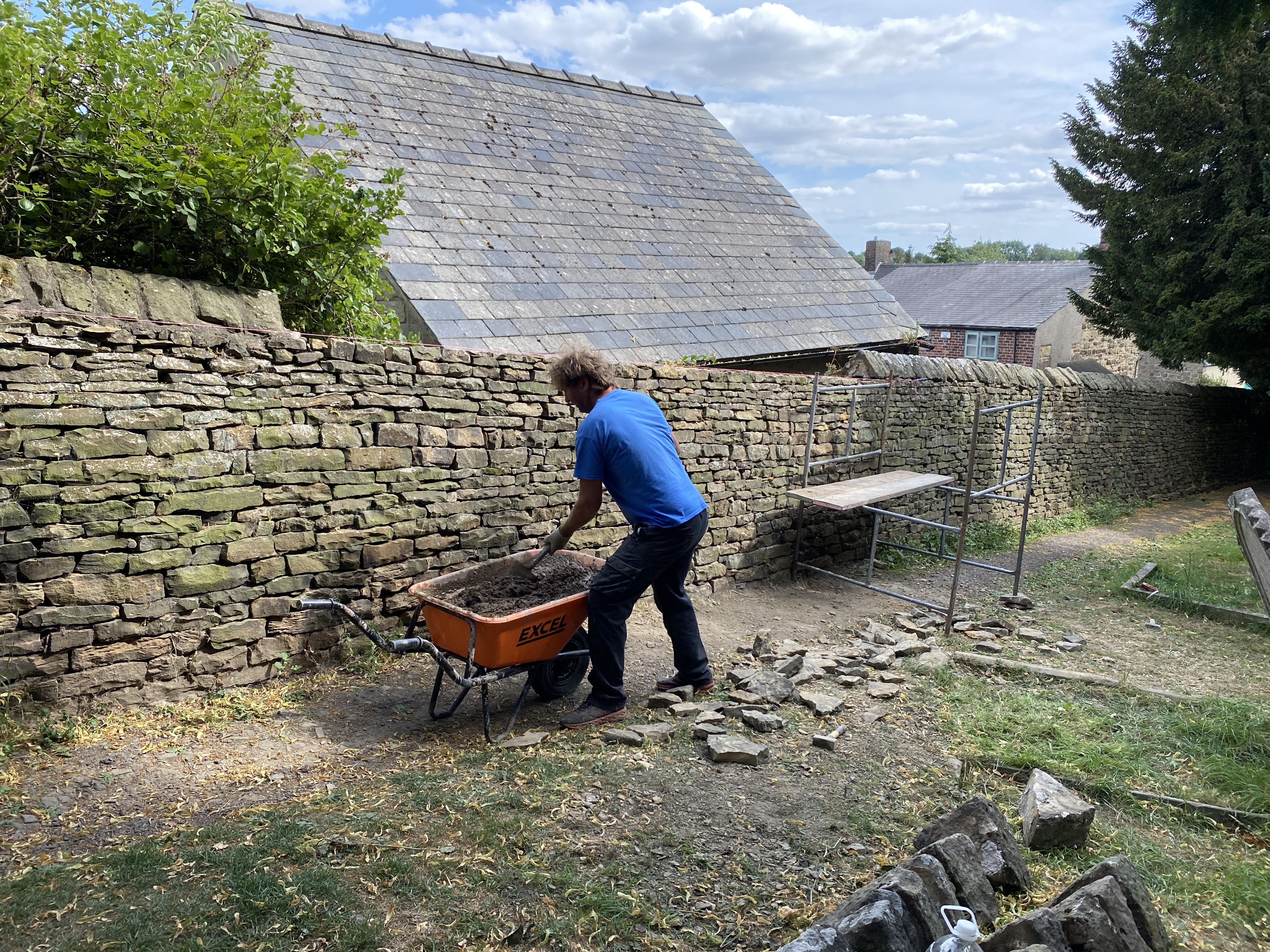 Heage church coursed stone wall repair work | Matlock dry stone walling