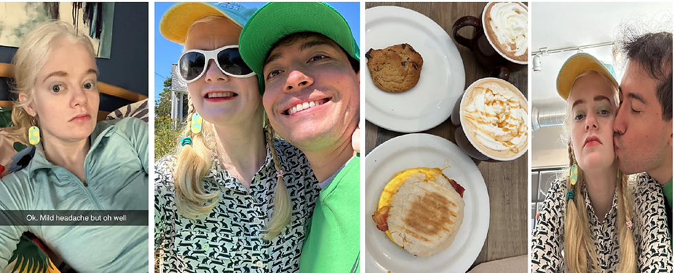 On family call, taking a walk, eating at Sister Sludge, Miguel and I kissing chastely