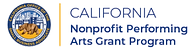 California Nonprofit Performing Arts Grant Program in text, to the right of the organization's logo. The logo is small and round, in shades of blue and gold.