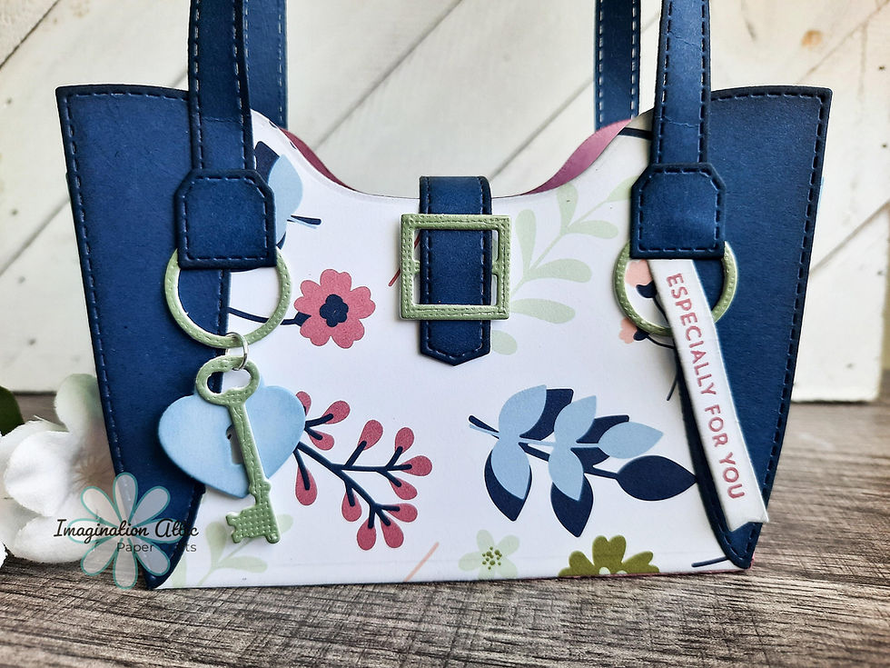 Thumbnail: Navy Blue with Foliage Paper Handbag