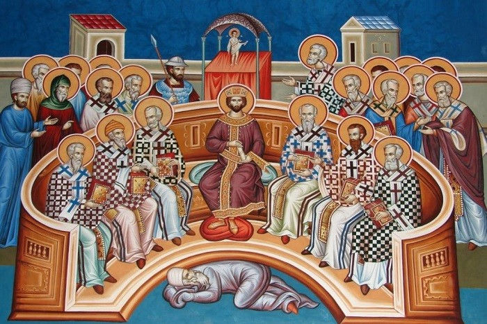 Icon: The Council of Nicaea, 325 AD (note: Arius lies trampled at the feet of the Nicaean bishops).