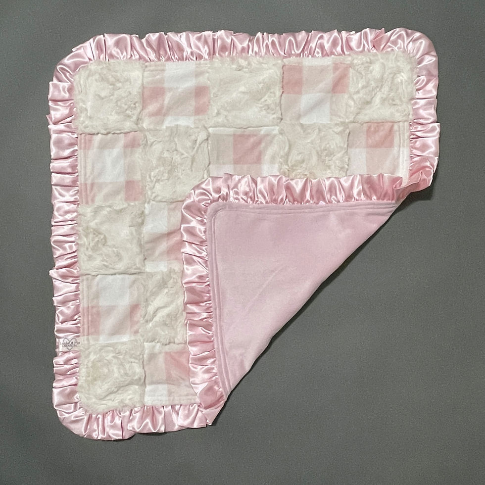Thumbnail: Pink Checkered Ruffle blanket - Quilted/Patchwork
