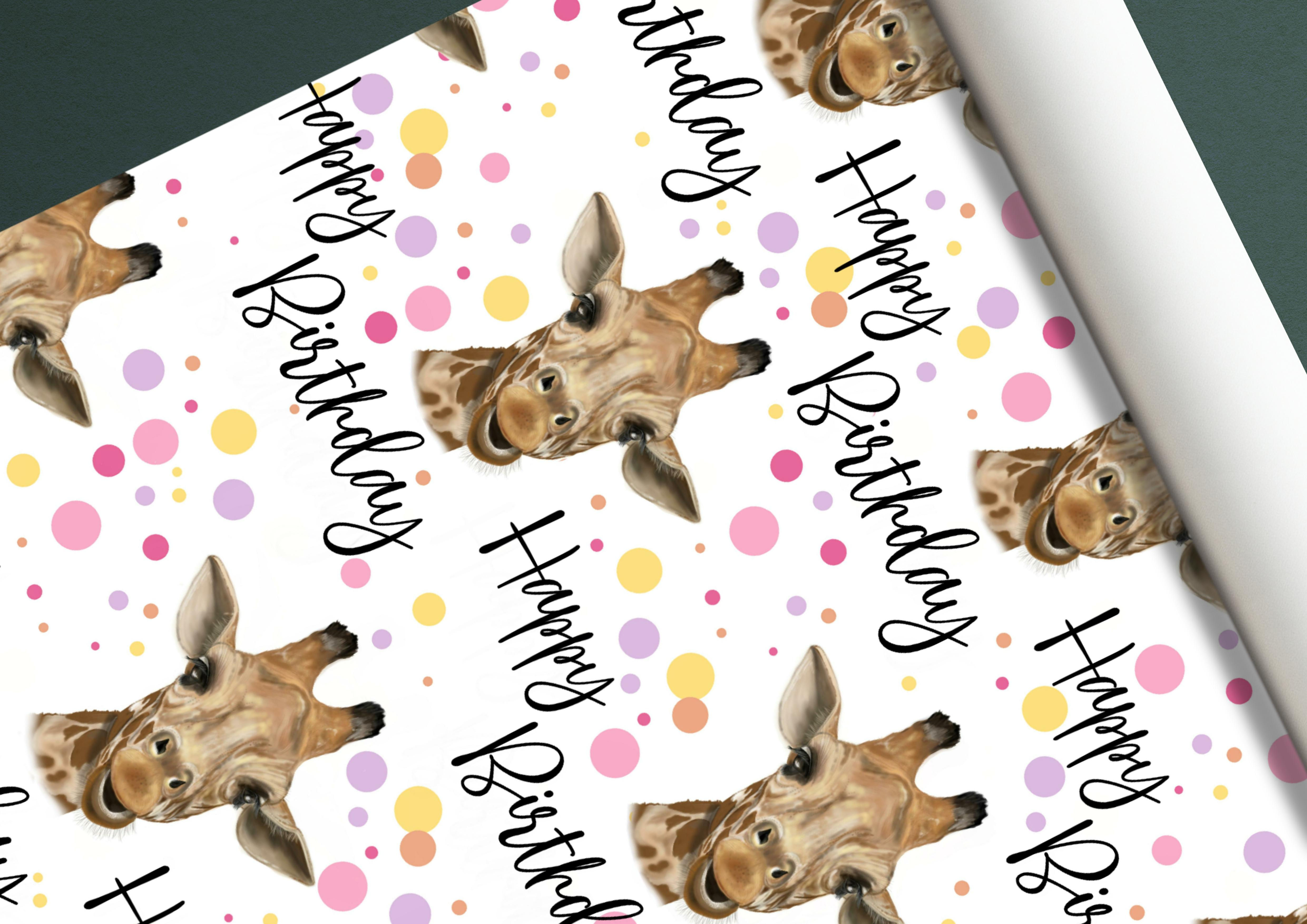 Birthday Gift Wrap - Giraffe