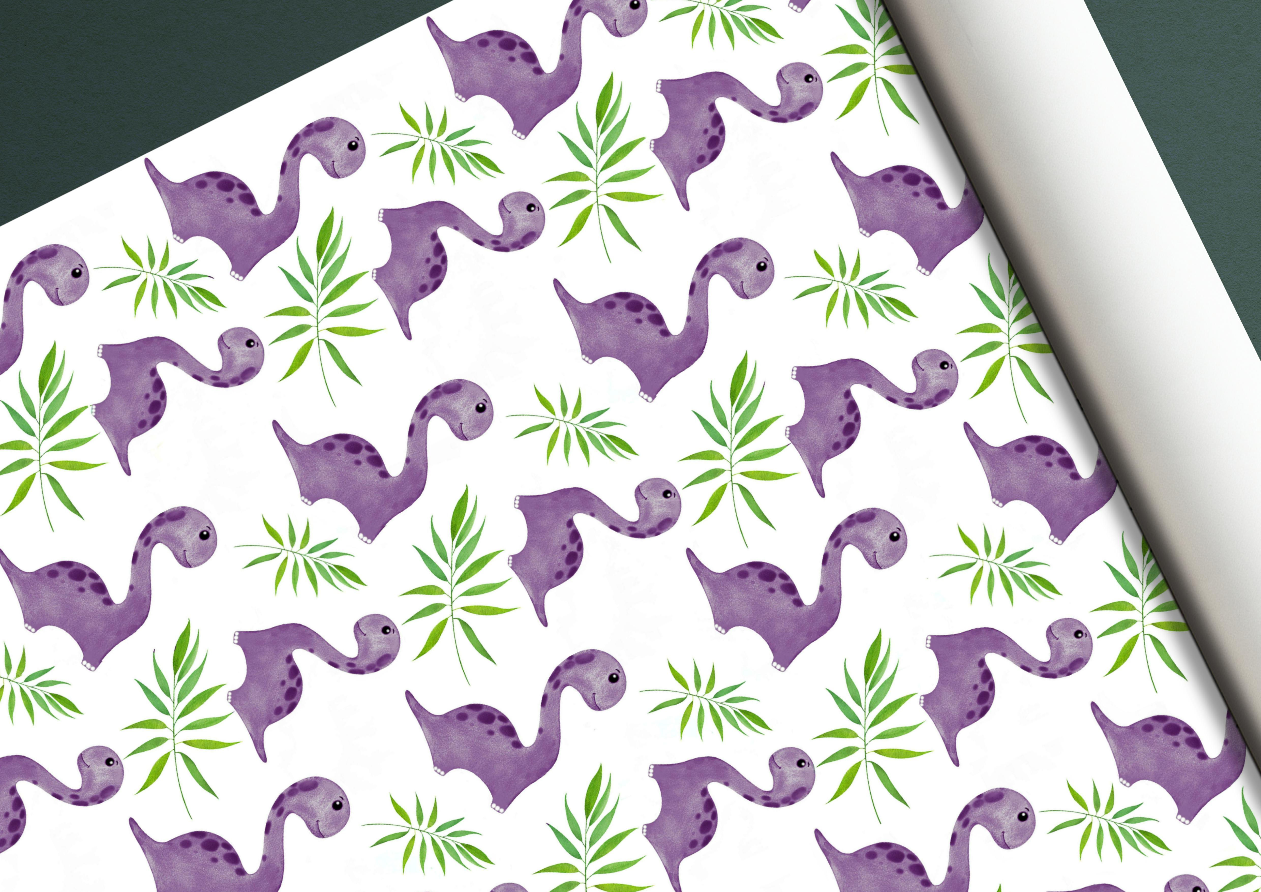 Dinosaur Purple Gift Wrap