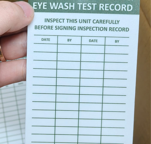 Custom emergency shower eye wash test record tag Singapore