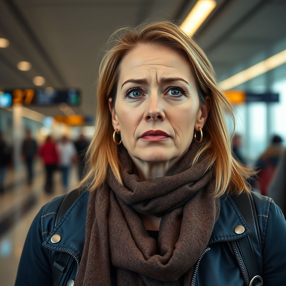 Solo Traveller - woman, arriving at a foreign airport.