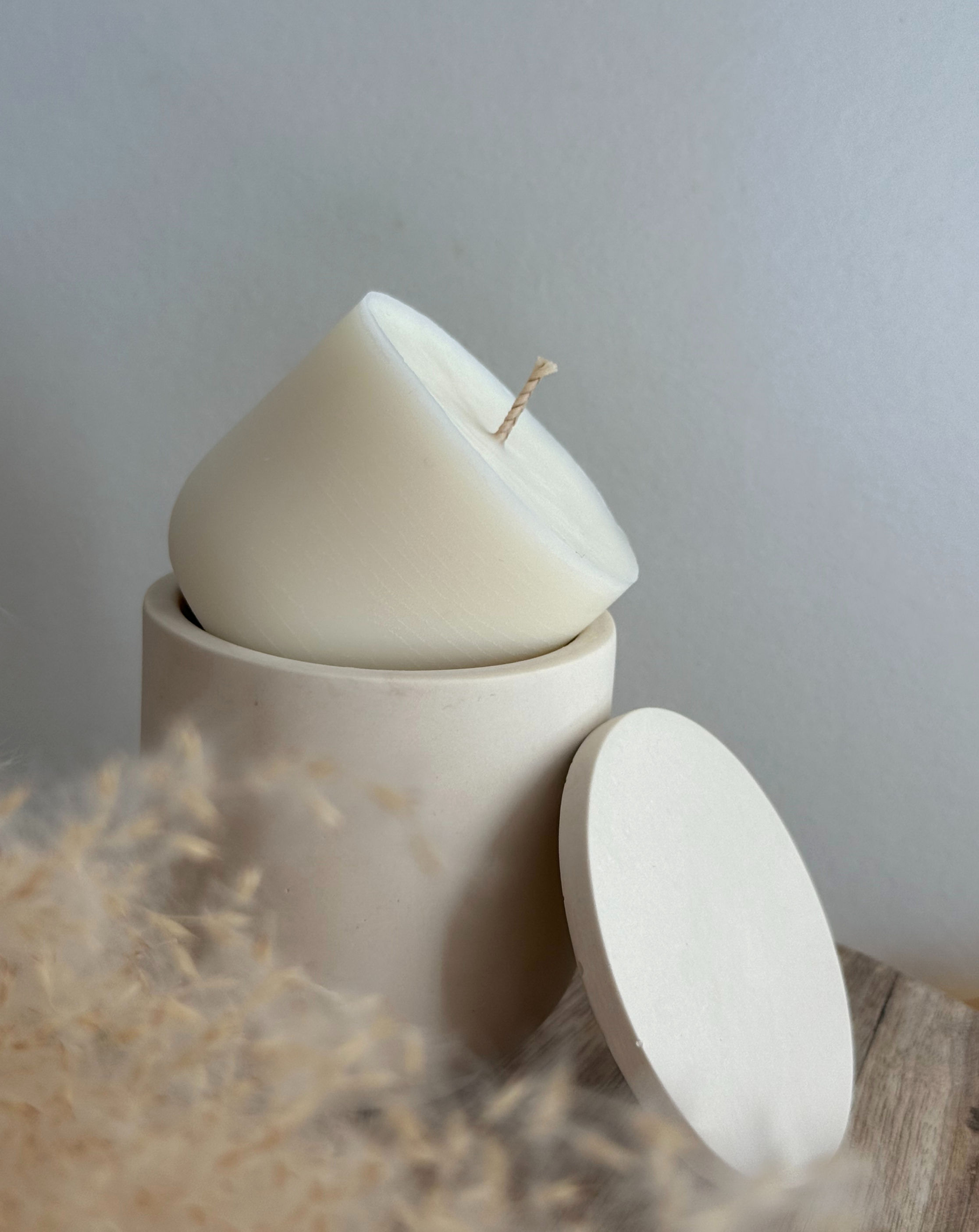 Bougie parfumée rechargeable | Pot beige + recharge 90g (15h+)