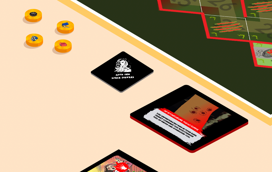 Game Design tokens and cards.