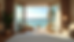 Eye-level view of a luxury hotel suite overlooking a tropical beach
