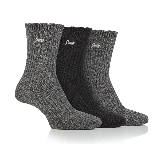 Thumbnail: Womens 3 pk JEEP Bamboo scalloped top sock