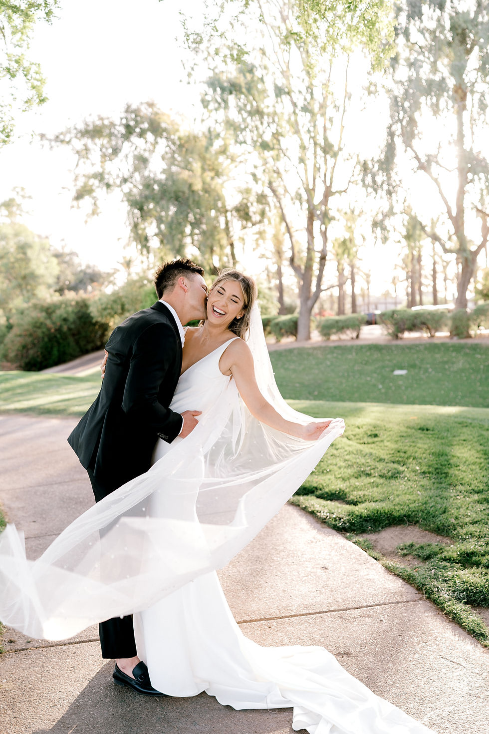 A Cute Moment for the Bride and Groom