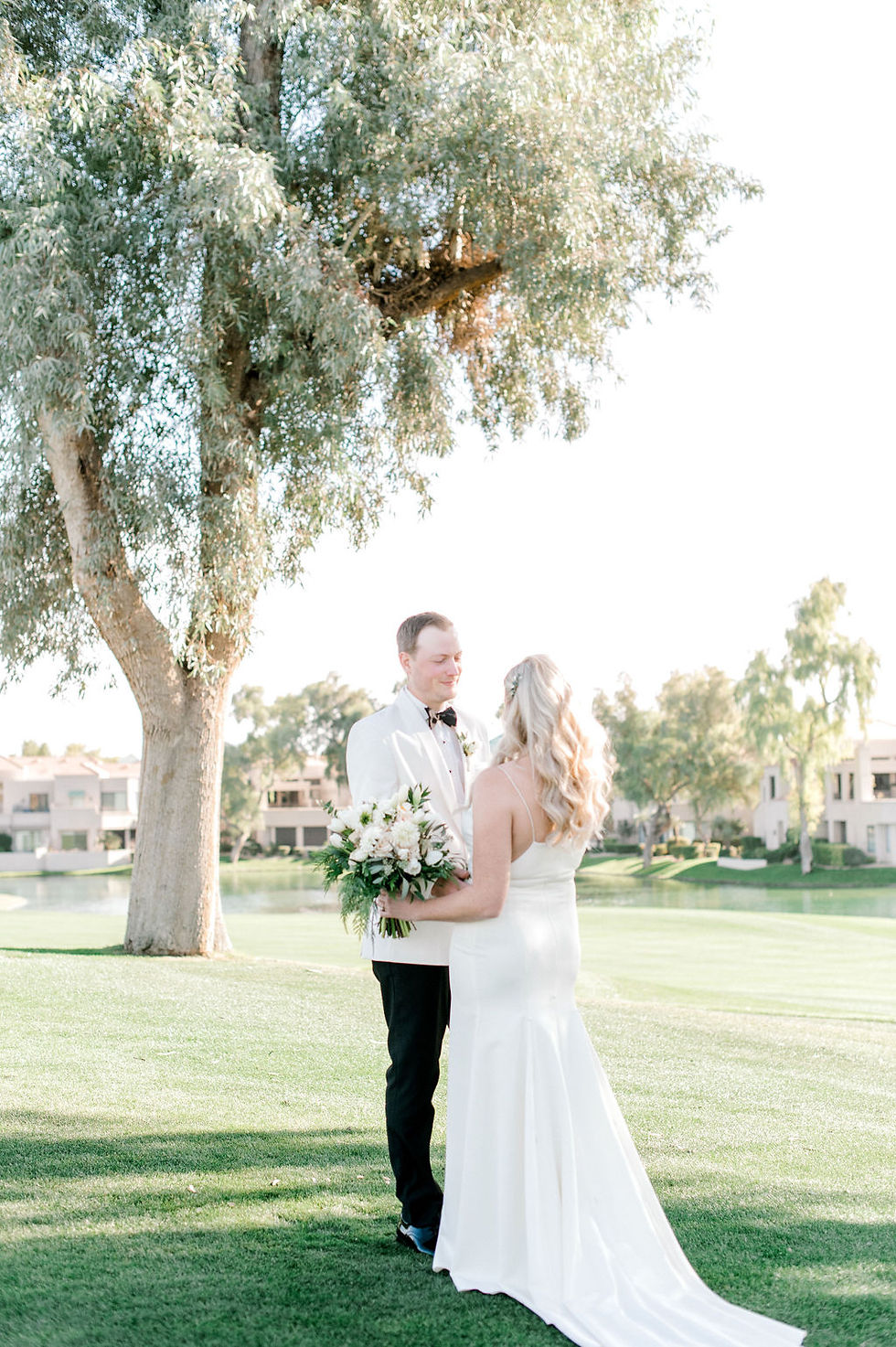 The Bride and Groom Share A First Look Before Ceremony