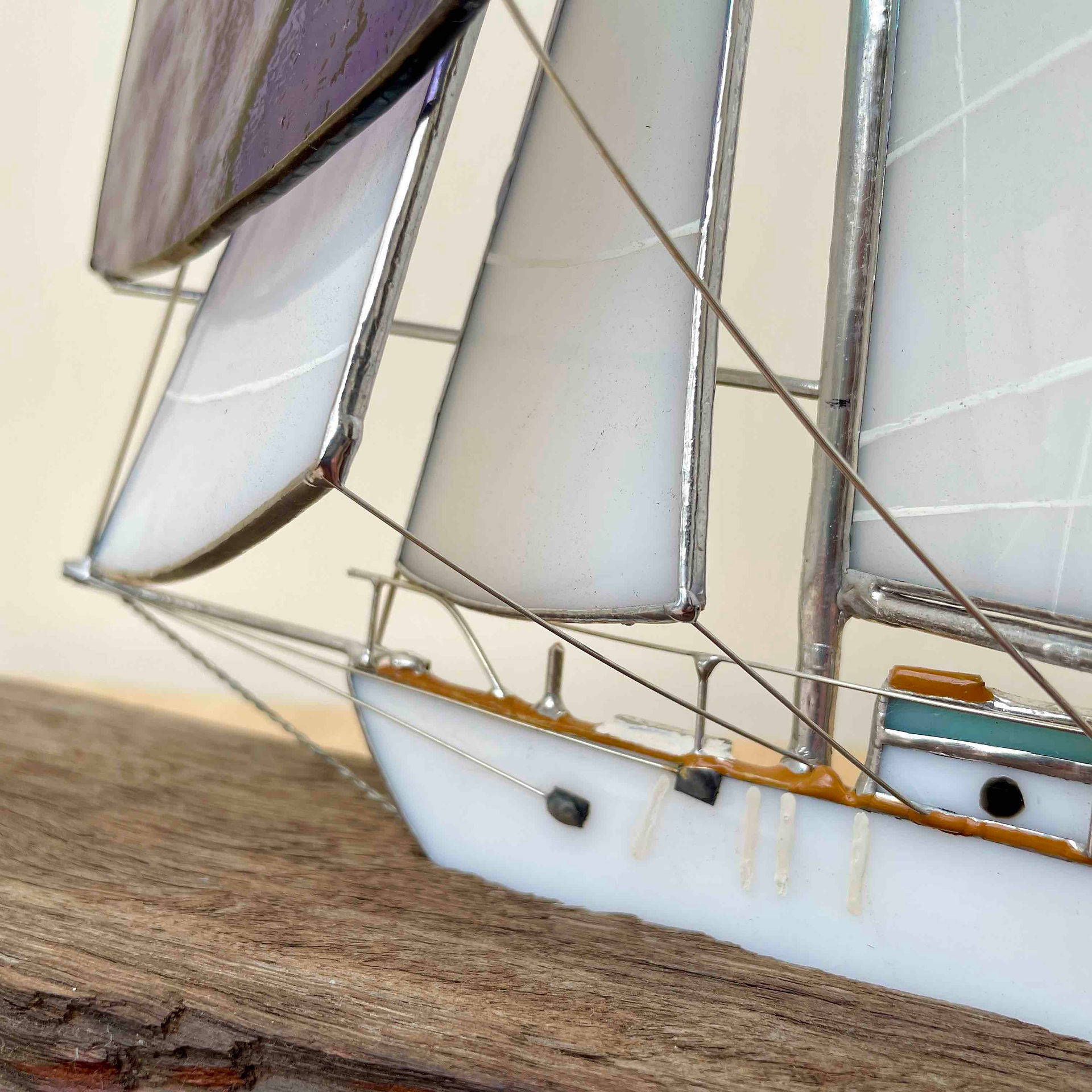 Rigging detail on glass model of Suhaili