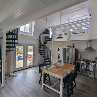 Tiny house residents converted from a prefabricated structure on a rural Texas property Designed by Tilbrook Architects