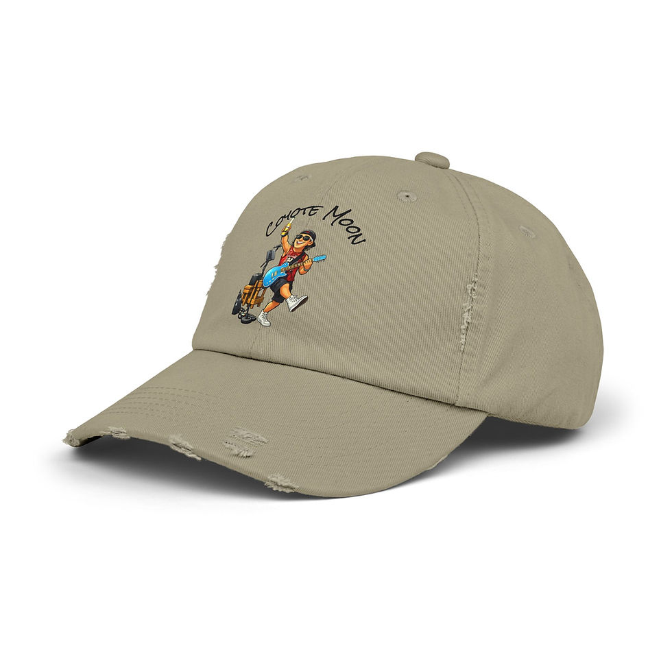 Thumbnail: Distressed Cap — 'Moonhead' Guitar Player Dad Hat