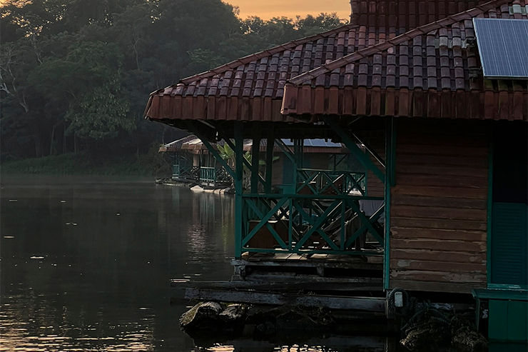 Floating lodge in the Amazon rainforest