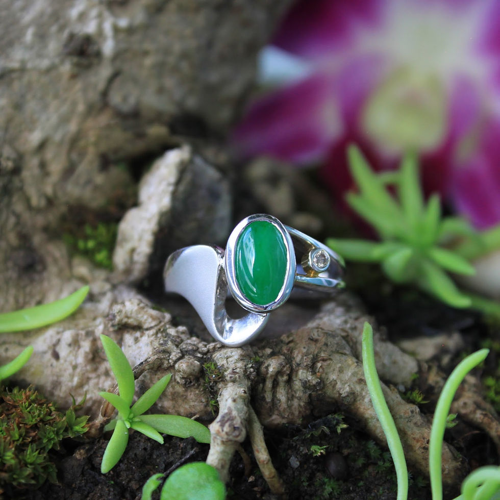 Thumbnail: High Quality Design, Perfect-Green Jadeite Jade (Grade A) and Diamond Gemstones