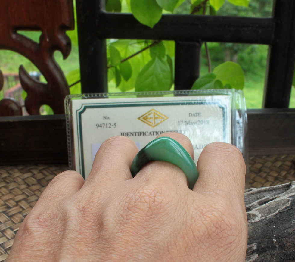 Thumbnail: The Imperial Dragon Scale Ring, Rare Intensely Bright, Multicolored Green Saddle
