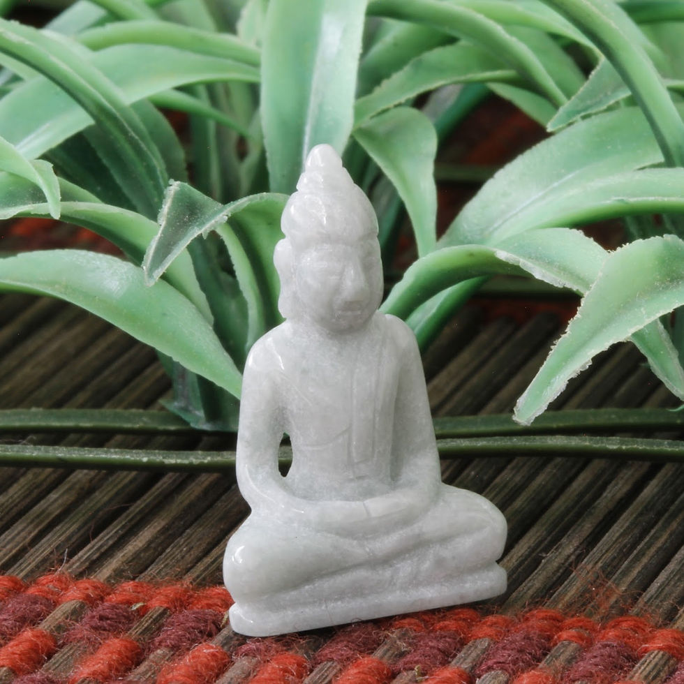 Thumbnail: Mini Hand-Carved Meditating Buddha, Light Green Jadeite Jade (Grade A) Carving